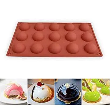 homEdge Small 15-Cavity Semi Sphere Silicone Mold for Baking and Chocolate