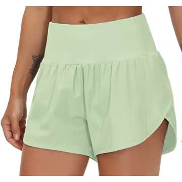 THE GYM PEOPLE Womens High Waisted Running Shorts Quick Dry Athletic Workout Shorts with Mesh Liner ...