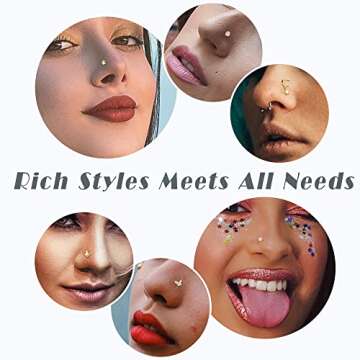 JOERICA 12Pcs Dangle Nose Rings for Men and Women