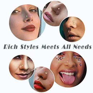 JOERICA 12Pcs Dangle Nose Rings for Men and Women