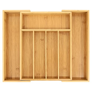 VaeFae Bamboo Silverware Drawer Organizer for Easy Storage