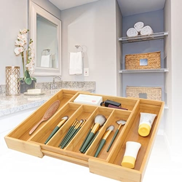 VaeFae Bamboo Silverware Drawer Organizer for Easy Storage