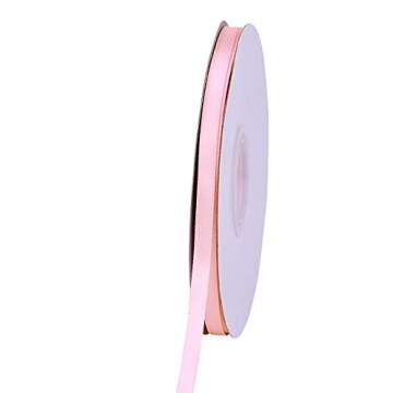 Ribest 1/4 inch Light Pink Double Face Satin Ribbon 50 Yards Per Roll for Bouquet Gift Wrapping Hair Wedding Birthday