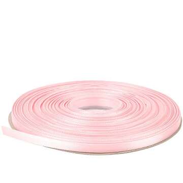Ribest 1/4 inch Light Pink Double Face Satin Ribbon 50 Yards Per Roll for Bouquet Gift Wrapping Hair Wedding Birthday