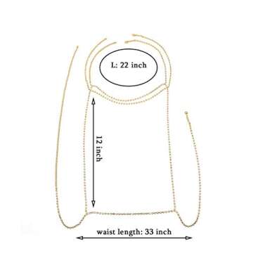 Vivilly Rhinestone Waist Chains Gold Crystal Belly Chain Sparkly Leg Thigh Chain Body Accessories Jewerly for Women and Girls