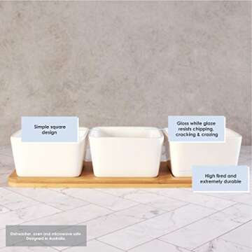 Elegant Set of 3 Bowls on Timber Tray by CIROA