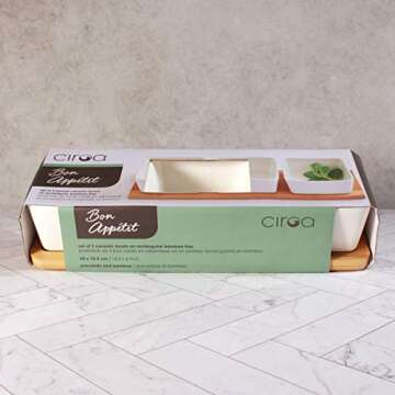 Elegant Set of 3 Bowls on Timber Tray by CIROA