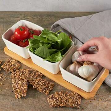 Elegant Set of 3 Bowls on Timber Tray by CIROA