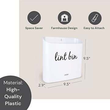 LNDRY Magnetic Lint Bin for Effortless Laundry Organization