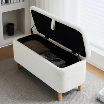 Boucle Ottoman Bench with Storage for Bedroom and Entryway