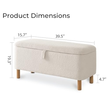 Boucle Ottoman Bench with Storage for Bedroom and Entryway