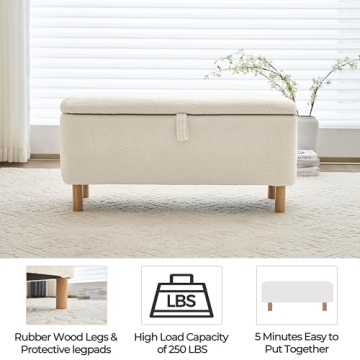 Boucle Ottoman Bench with Storage for Bedroom and Entryway