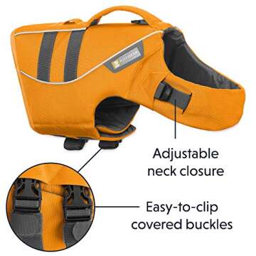Ruffwear, Float Coat Dog Life Jacket for Swimming, Adjustable and Reflective, Wave Orange, Medium