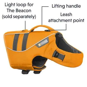 Ruffwear, Float Coat Dog Life Jacket for Swimming, Adjustable and Reflective, Wave Orange, Medium