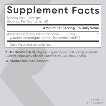 Premium 12mg Astaxanthin Supplement with Organic Coconut Oil