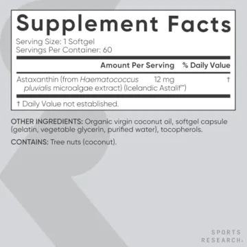 Premium 12mg Astaxanthin Supplement with Organic Coconut Oil