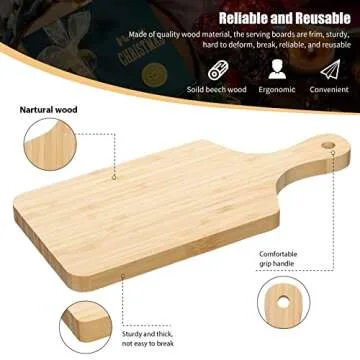 12 Pcs Thicken Bamboo Cutting Board Bulk Personalized Wood Chopping Board Customized Laser Engraving Blanks Serving Board for Wedding Mother's Day Housewarming Gift (Handle)