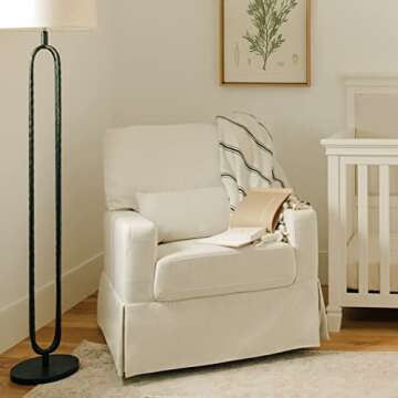Namesake Crawford Pillowback Comfort Swivel Glider in Performance Cream Eco-Weave, Water Repellent &...