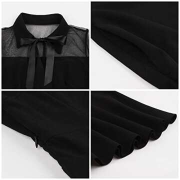 Cocktail Dresses, Women's Keyhole Mesh Bell Long Sleeves Gothic Cocktail Vintage Dress Prom Dress Short Halloween Fancy Dress Up Costume Black - Half Sleeve S