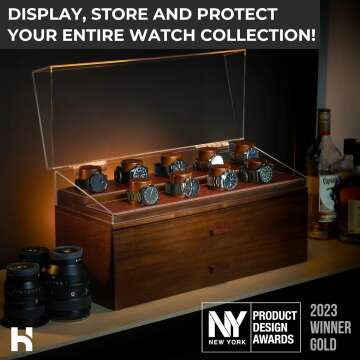Premium Watch Display Case - Holds 17 Watches