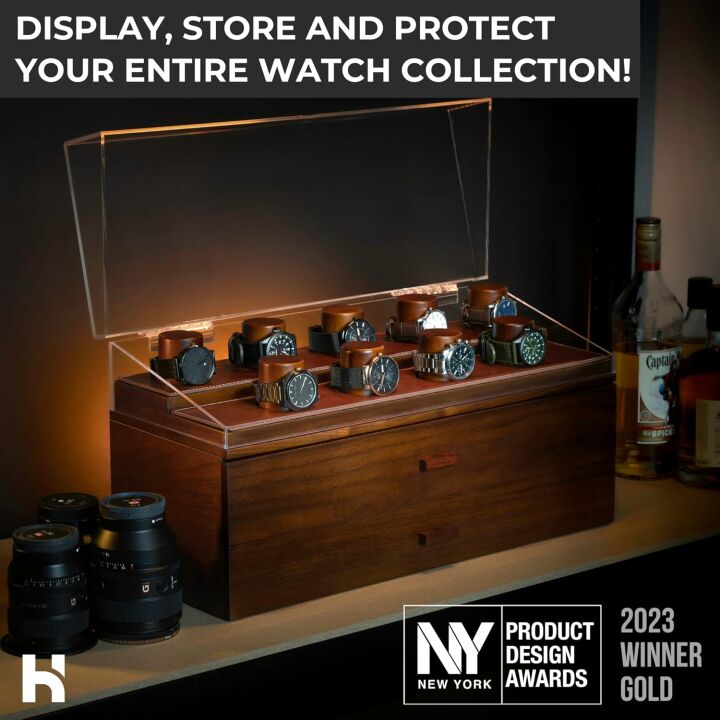 Premium Watch Display Case - Holds 17 Watches