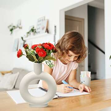 Krisy Ceramic Vase, Modern Geometric Decorative White Vases for Home Decor, Table Décor, Office, Li...