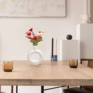 Krisy Ceramic Vase, Modern Geometric Decorative White Vases for Home Decor, Table Décor, Office, Living Room, Nordic Minimalism Style Decoration for Creative Home Decor (Krisy-086)