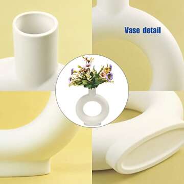 Krisy Ceramic Vase, Modern Geometric Decorative White Vases for Home Decor, Table Décor, Office, Living Room, Nordic Minimalism Style Decoration for Creative Home Decor (Krisy-086)