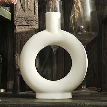 Krisy Ceramic Vase, Modern Geometric Decorative White Vases for Home Decor, Table Décor, Office, Living Room, Nordic Minimalism Style Decoration for Creative Home Decor (Krisy-086)