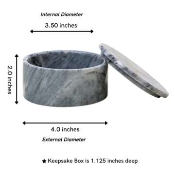 Circular Marble Keepsake Boxes – Hand Carved, Polished Marble Jewelry Box w/Non-Slip Rubber Pads – Lightweight & Compact Marble Box with Lid - Versatile, Luxury Stone Box for Storing & Organizing