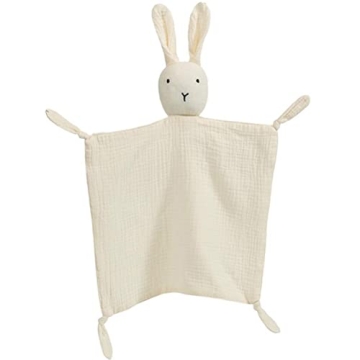 PEIPEIWU Organic Cotton Muslin Lovey Blanket - Soft Bunny Security Blanket for Babies