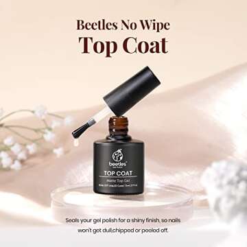 Beetles Gel No Wipe Matte Top Coat - Soak Off Nail Lamp Polish Matte Finish & Long Lasting for Valen...