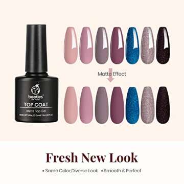 Beetles Gel No Wipe Matte Top Coat - Soak Off Nail Lamp Polish Matte Finish & Long Lasting for Valentine's Day Gift for Women