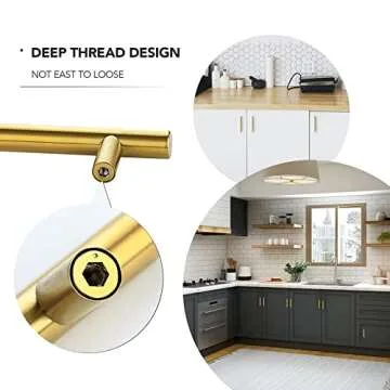 Ravinte Gold Cabinet Handles 30 Pack 5 Inch Brushed Gold Kitchen Cabinet Pulls 3 Inch Hole Center Brushed Brass Drawer Pulls Kitchen Hardware for Cabinet Drawer and Cupboard