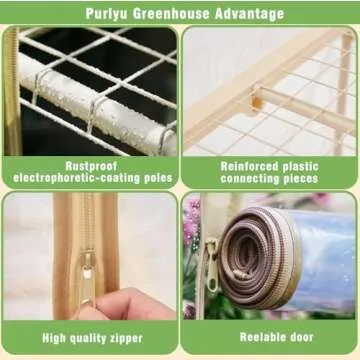 Purlyu Garden 50% Extra Wide Mini Greenhouse 5 Tier Portable Plant Green House 40 in Wide -Sturdy Gardening Shelves with PE Cover & Roll-Up Zipper Door-19″W. x 40″L. x63″H(PLGH1005OWP)