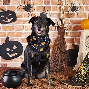 Roberly 3 Pack Halloween Dog Bandanas, Reversible Dog Halloween Bandana Cat Pumpkin Bat Bones Triangle Bibs Scarf Accessories Costumes for Small Medium Large Dogs Cats Pets Animals