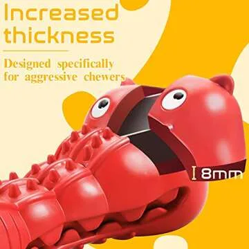 Rmolitty Squeaky Dog Toys for Aggressive Chewers, Tough Indestructible Chew Toys for Large Medium Breed Dog with Non-Toxic Natural Rubber (Hippo-red)