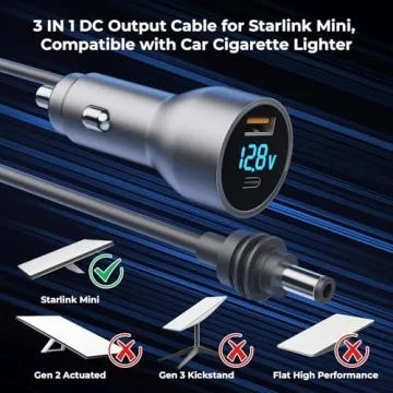 Starlink Mini Cable: 3-in-1 Car Charger for Reliable Travel Power