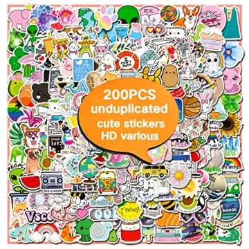 200 PCS Cute Vinyl Waterproof Stickers Pack - Ideal for Gifting
