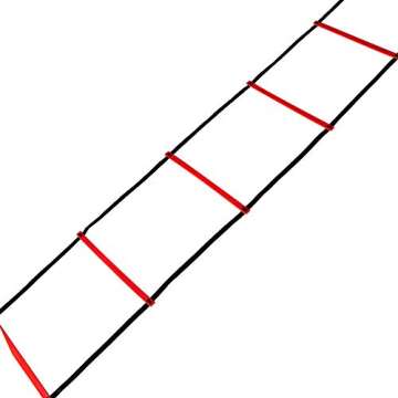 REEHUT Agility Ladder w/Free User E-Book + Carry Bag - Speed Training Equipment (Red, 8 Rungs)