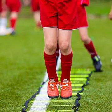 REEHUT Agility Ladder w/Free User E-Book + Carry Bag - Speed Training Equipment (Red, 8 Rungs)