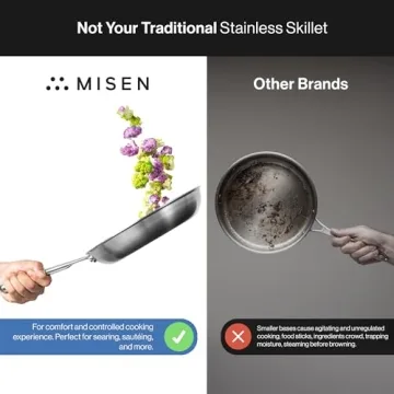 Misen 5-Ply Stainless Steel 12" Pan for Professional Cooking