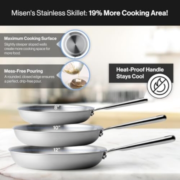 Misen 5-Ply Stainless Steel 12" Pan for Professional Cooking