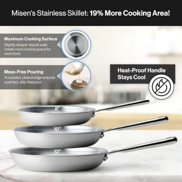 Misen 5-Ply Stainless Steel 12" Pan for Professional Cooking