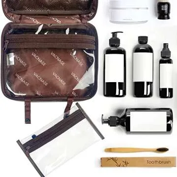 VACNASE Hanging Toiletry Bag for Men Vintage Leather Dopp Kit Shaving Bag Portable Bathroom Shower Organizer for Travel Accessories