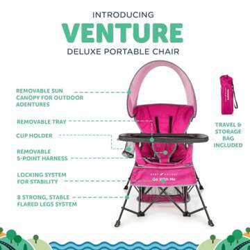 Baby Delight Go with Me Venture Portable Chair | Indoor & Outdoor | Sun Canopy | 3 Growth Stages | P...