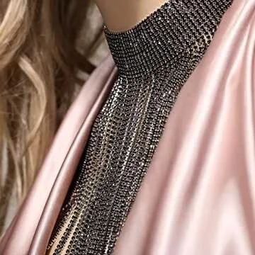 Flyonce Black Statement Collar Necklace for Women, Glitter Rhinestone Fringe Bib Necklaces Costume Jewelry for Wedding Prom Party Silver-Tone