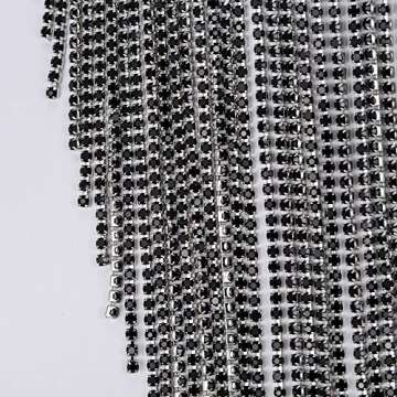 Flyonce Black Statement Collar Necklace for Women, Glitter Rhinestone Fringe Bib Necklaces Costume Jewelry for Wedding Prom Party Silver-Tone