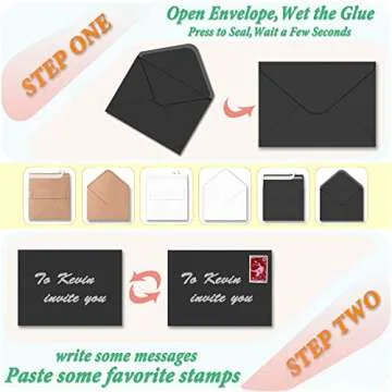ASSTAONO-A7 Envelopes Black,100 Pack 5x7 Black Envelopes V Flap,Invitation Envelopes for 5x7 Cards,Photos,Wedding,Graduation,Announcements,Baby Shower,5.25 x 7.25 Inches