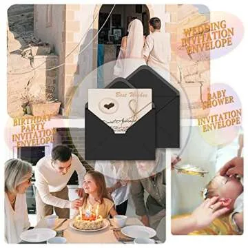 ASSTAONO-A7 Envelopes Black,100 Pack 5x7 Black Envelopes V Flap,Invitation Envelopes for 5x7 Cards,Photos,Wedding,Graduation,Announcements,Baby Shower,5.25 x 7.25 Inches